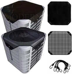 MODERN WAVE - 2 (Two) Central Air Conditioner Covers For Outside Units 36 X 36 Inch - 1 (One) Top Universal Mesh Cover And 1 (One) Winter Waterproof Outdoor AC Defender Cover (Black, 36" X 36") -Solo Stoves Shop 51ZMCaO0lyL. AC