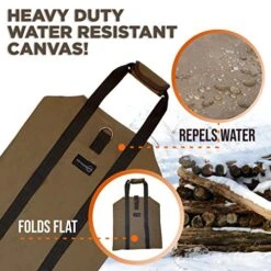Log Carrier For Firewood - Waxed Canvas Log Carrier Tote - Heavy Duty Wood Carrier For Fireplace – Best Bag For Carrying Wood At Home Or Camping By Outdoor 360 - Firewood Carrier With Handles -Solo Stoves Shop 51ahRUdeehL