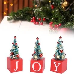 Christmas Tree Ornament Cute Desktop Christmas Tree Mini Christmas Tree Joy Desktop Decor Mini Christmas Tree For Table Decor With Joy Sign For Gift Home Indoor Outdoor Table, Mini Christmas Tree,