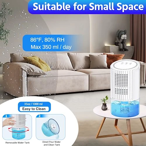 Dehumidifiers For Home - 35oz Bathroom Dehumidifier Portable Small Dehumidifier With Auto Defrost Function,2 Working Modes,Smart Auto-Off,Ultra Quiet For Bedroom,Basement,Room,Wardrobe,Kitchen - White 3 Dehumidifiers For Home - 35oz Bathroom Dehumidifier Portable Small Dehumidifier With Auto Defrost Function,2 Working Modes,Smart Auto-Off,Ultra Quiet For Bedroom,Basement,Room,Wardrobe,Kitchen - White - Image 3