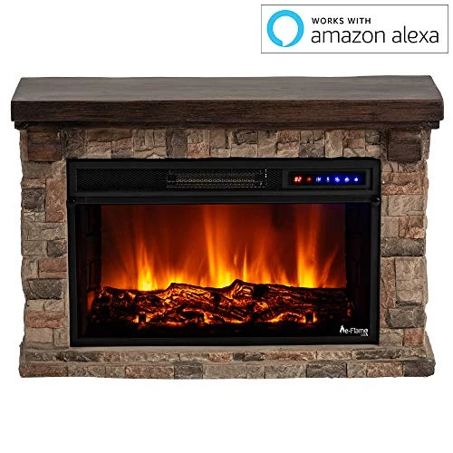 E-Flame USA Telluride Small LED Electric Fireplace Stove With Faux Wood And Stone Mantel - Remote - 3D Log And Fire - Improved Packaging For 2022, 33" Wide X 22" Tall 5 E-Flame USA Telluride Small LED Electric Fireplace Stove With Faux Wood And Stone Mantel - Remote - 3D Log And Fire - Improved Packaging For 2022, 33" Wide X 22" Tall - Image 5