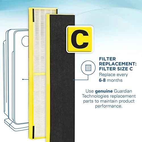 Germ Guardian Air Purifier For Home, Large Rooms, H13 HEPA Filter, Removes Dust, Allergens, Smoke, Pollen, Odors, Mold, UV-C Light Helps Kill Germs, 28 Inch, Black, AC5350B 3 Germ Guardian Air Purifier For Home, Large Rooms, H13 HEPA Filter, Removes Dust, Allergens, Smoke, Pollen, Odors, Mold, UV-C Light Helps Kill Germs, 28 Inch, Black, AC5350B - Image 3