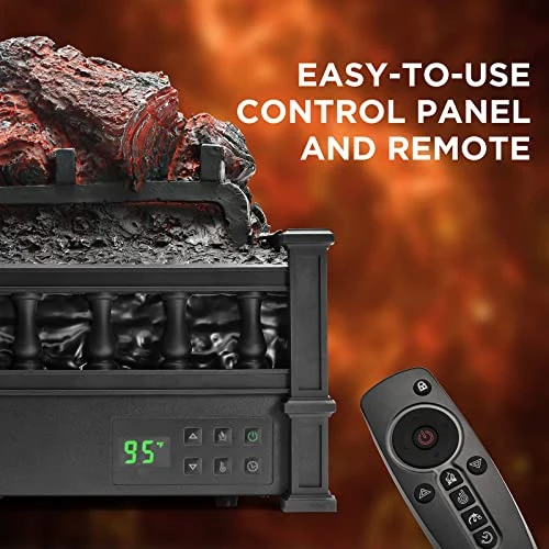 TURBRO Eternal Flame 26-Inch Infrared Quartz Electric Fireplace Log Heater, Realistic Pinewood Logs, Adjustable Flame Colors, Remote Control, Thermostat, Timer, EF26-PB, 1500W 4 TURBRO Eternal Flame 26-Inch Infrared Quartz Electric Fireplace Log Heater, Realistic Pinewood Logs, Adjustable Flame Colors, Remote Control, Thermostat, Timer, EF26-PB, 1500W - Image 4