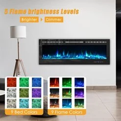 CharaVector Electric Fireplaces-60 Inch-Recessed And Wall Mounted Fireplace- Insert Heater LED Fire Place-Remote Control & Touch Screen -Solo Stoves Shop 51g8CTVJhYL