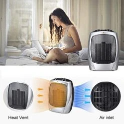 Kismile Small Space Heater Electric Portable Heater Fan For Home And Office Ceramic Fan Heaters With Adjustable Thermostat, 750W/1500W (8.1 Inch, Silver) -Solo Stoves Shop 51gCr1rYM6L