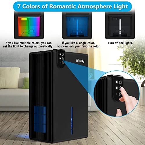 NineSky Dehumidifier For Home, 85 OZ Water Tank, (800 Sq.ft) Dehumidifiers For Bathroom, Bedroom With Auto Shut Off, 7 Colors LED Light(Black) 2 NineSky Dehumidifier For Home, 85 OZ Water Tank, (800 Sq.ft) Dehumidifiers For Bathroom, Bedroom With Auto Shut Off, 7 Colors LED Light(Black) - Image 2