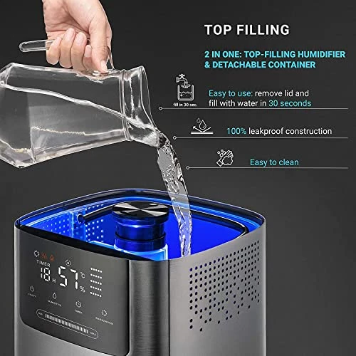 Top Fill Cool Mist & Warm Mist Humidifier For Large Room Home Bedroom Living Room 4L Big Capacity, Air Ultrasonic Humidifiers With Essential Oil Diffuser, Sleep Mode, Quiet For Baby 2 Top Fill Cool Mist & Warm Mist Humidifier For Large Room Home Bedroom Living Room 4L Big Capacity, Air Ultrasonic Humidifiers With Essential Oil Diffuser, Sleep Mode, Quiet For Baby - Image 2