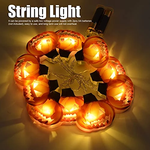 Plplaaoo Mini Pumpkin Pattern Warm Light, 10LED Hollow Pumpkin String Lights, Thanksgiving Decoration Fall Lights, Indoor Outdoor Halloween Festival Party Decoration Warm Light 2 Plplaaoo Mini Pumpkin Pattern Warm Light, 10LED Hollow Pumpkin String Lights, Thanksgiving Decoration Fall Lights, Indoor Outdoor Halloween Festival Party Decoration Warm Light - Image 2