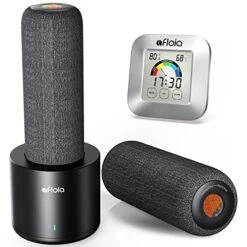 Gun Safe Dehumidifier With Indoor Thermometer Hygrometer Combo, Afloia Mini Renewable Cordless Dehumidifier Stick With Heating Base, 4 In 1 Digital Room Temperature Humidity Meter Gauge, TOPZ 1*Set & 1*Free Thermometer Hygrometer