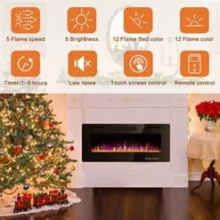 Vitesse 50 Inch Ultra-Thin Electric Fireplace In-Wall Recessed And Wall Mounted Fireplace Heater,Linear Fireplace With Multicolor Flame,Timer,Low Noise,750/1500W,Touch Screen & Remote Control(50’’) -Solo Stoves Shop 51i9mY2EbZL