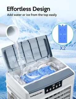 Evaporative Cooler, VAGKRI 2100CFM Air Cooler, 120°Oscillation Swamp Cooler With Remote Control, 24H Timer, 3 Wind Speeds For Outdoor Indoor Use,8 Gallon -Solo Stoves Shop 51iVvxX8eyL