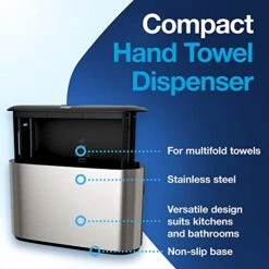 Tork Xpress Hand Towel Dispenser Stainless Steel, Compact For Home Use, Fits H2 Hand Towels & Xpress Soft Multifold Hand Towel White H2, Premium, 4-Panel, 16 X 94 Sheets, MB573 -Solo Stoves Shop 51jr8YklbhL