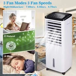 Yescom 200W Evaporative Air Cooler Fan Humidifier 1647CFM Portable With 4.49Gal Water Tank Ice Boxes Remote Control Indoor Home Office -Solo Stoves Shop 51krFwzarsL