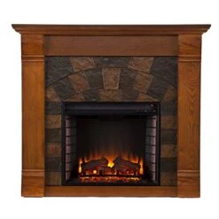 SEI Furniture Elkmont Earth Tone Tile Electric Fireplace, Salem Antique Oak -Solo Stoves Shop 51lFtyfUM9L