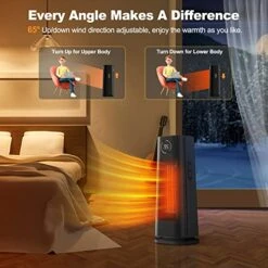 Portable Space Heater For Indoor Use, 1500W Electric Ceramic With 70° Oscillation, 24h Timer, Tip-over & Overheat Protection, Quiet Desk Bedroom Living Room Fireplace, Fast Heating Remote Control -Solo Stoves Shop 51lqzxzc2rL