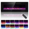Zionheat 50 Inches Electric Fireplace-Wall Fireplace For Living Room-Fireplace Heater Insert Wall Mounted With Remote Control,Timer,12 Flame Colors,750/150W,Ultra Thin