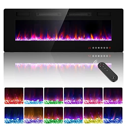 Zionheat 50 Inches Electric Fireplace-Wall Fireplace For Living Room-Fireplace Heater Insert Wall Mounted With Remote Control,Timer,12 Flame Colors,750/150W,Ultra Thin 1 Zionheat 50 Inches Electric Fireplace-Wall Fireplace For Living Room-Fireplace Heater Insert Wall Mounted With Remote Control,Timer,12 Flame Colors,750/150W,Ultra Thin