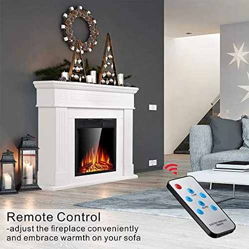 JAMFLY Electric Fireplace Mantel Package Wooden Surround Firebox TV Stand Free Standing Electric Fireplace Heater With Logs, Adjustable Led Flame, Remote Control, 750W-1500W, Lvory White… 2 JAMFLY Electric Fireplace Mantel Package Wooden Surround Firebox TV Stand Free Standing Electric Fireplace Heater With Logs, Adjustable Led Flame, Remote Control, 750W-1500W, Lvory White… - Image 2