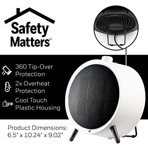 Honeywell HCE200W UberHeat Ceramic White Energy Efficient Space Saving Portable Heater With 2 Heat Settings & Adjustable Thermostat For Living Room, Bedroom, Office 5 Honeywell HCE200W UberHeat Ceramic White Energy Efficient Space Saving Portable Heater With 2 Heat Settings & Adjustable Thermostat For Living Room, Bedroom, Office - Image 5