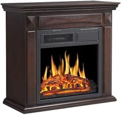 R.W.FLAME Electric Fireplace Mantel Wooden Surround Firebox, Freestanding Fireplace, Home Space Heather, Adjustable Led Flame, Remote Control,750W/1500W,Pearl White -Solo Stoves Shop 51n0eaTsUmL. AC
