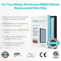 HIMOX M11 H14 Replacement Filter, Medical Grade HEPA Filter (99.99%) With 5-Stage Air Filtration System For Home Large Room Bedroom Pets 11 HIMOX M11 H14 Replacement Filter, Medical Grade HEPA Filter (99.99%) With 5-Stage Air Filtration System For Home Large Room Bedroom Pets -Solo Stoves Shop 51nAX5sGGGL