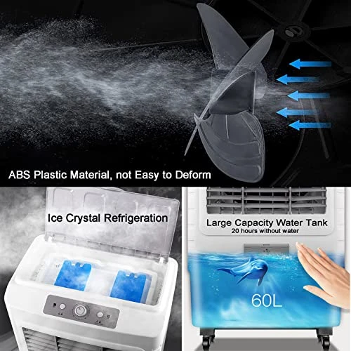 BeiLiHe Portable Evaporative Air Cooler, 3 Speeds Cooling Fan With 6 Ice Box, 4 Universal Wheel, Industrial Strength Fan Cooler For Commercial, Office, Home (Size : 150W) 5 BeiLiHe Portable Evaporative Air Cooler, 3 Speeds Cooling Fan With 6 Ice Box, 4 Universal Wheel, Industrial Strength Fan Cooler For Commercial, Office, Home (Size : 150W) - Image 5