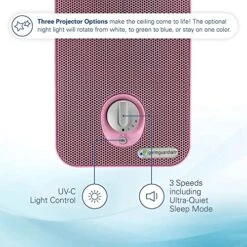 Germ Guardian AC4150PCA 11” 4-in-1 HEPA Filter Air Purifier For Home & Kids Room, Small Rooms, Night Light Projector, UV-C, Filters Allergies, Dust, Dander, & Odor, GermGuardian, Pink -Solo Stoves Shop 51oFJprVHvL