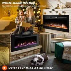 Homajor 36 Inch Electric Fireplace Inserts, Electric Fireplace Wall Mounted, Led Fireplace, Recessed Fireplace, 12 Flame Colors, Remote Control W/Timer -Solo Stoves Shop 51oUT3UdeCL