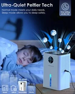 Dehumidifiers, 63OZ Dehumidifiers For Home With Auto Defrosting, Ultra-Quiet Sleep Mode, 7 Colorful LED Light, (500 Sq. Ft) Small Dehumidifier For Bathroom, Basement, Bedroom, RV, Closet -Solo Stoves Shop 51pVj0ZXsyL