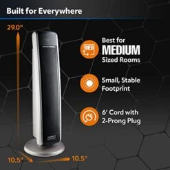 Lasko 29” Ceramic Tower Heater For Large Rooms, Whole Room Heating With Oscillation, Overheat Protection, Digital Display, Timer, Remote Control, 1500W, Black, 5586 -Solo Stoves Shop 51q1VzPMccL