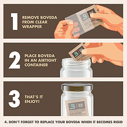 Boveda 62% Two-Way Humidity Control Packs For Storing 1/8 Oz – Size 1 – 20 Pack – Moisture Absorbers For Small Storage Containers – Humidifier Packs – Hydration Packets In Resealable Bag 4 Boveda 62% Two-Way Humidity Control Packs For Storing 1/8 Oz – Size 1 – 20 Pack – Moisture Absorbers For Small Storage Containers – Humidifier Packs – Hydration Packets In Resealable Bag - Image 4