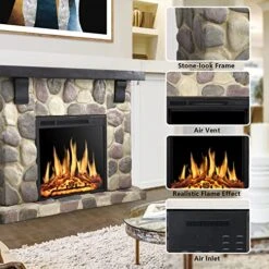 R.W.FLAME Electric Fireplace Mantel Package, 48 Inch Freestanding Stone Fireplace Heater TV Stand With Remote Control, 7 Flame Brightness Settings, 750W/1500W… -Solo Stoves Shop 51qGcFVesoL