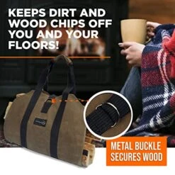 Log Carrier For Firewood - Waxed Canvas Log Carrier Tote - Heavy Duty Wood Carrier For Fireplace – Best Bag For Carrying Wood At Home Or Camping By Outdoor 360 - Firewood Carrier With Handles -Solo Stoves Shop 51qwGUzVcJL