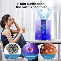 Humidifiers For Bedroom Large Room, Cool And Warm Mist（ up To 212℉） Humidifier With 3-fold Purification, 5L Top Fill Quiet 3 Speed Humidifiers With Auto Shut-Off -Solo Stoves Shop 51r16lAqZ9L