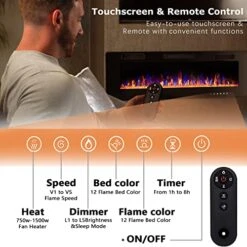 Vitesse 50 Inch Ultra-Thin Electric Fireplace In-Wall Recessed And Wall Mounted Fireplace Heater,Linear Fireplace With Multicolor Flame,Timer,Low Noise,750/1500W,Touch Screen & Remote Control(50’’) -Solo Stoves Shop 51rBzqojj6L