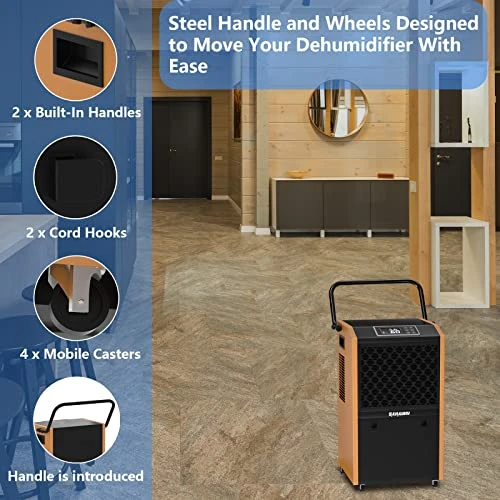 SAHAUHY 158 Pints Commercial Dehumidifier For Basement,Warehouses,Large Room With Drain Hose And Water Tank Spaces Up To 6,800 Sq Ft (Yellow) 2 SAHAUHY 158 Pints Commercial Dehumidifier For Basement,Warehouses,Large Room With Drain Hose And Water Tank Spaces Up To 6,800 Sq Ft (Yellow) - Image 2