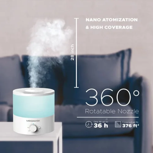 Megawise Cool Mist Humidifier With Top Refill Design, 2L Capacity, High Mist Output, No Leakage, And 7 Color Night Light -Solo Stoves Shop 51sY51esb5L