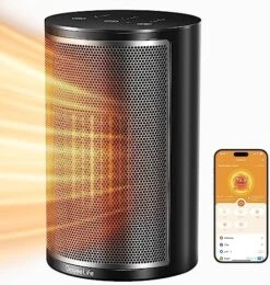 GoveeLife Smart Space Heater, 1500W Fast Electric Heater For Indoor Use With Thermostat, Wi-Fi App & Voice Remote Control, Small Heater Safety For Bedroom Home Indoors Office Desk Portable, Black -Solo Stoves Shop 51t9c gRGUL. AC