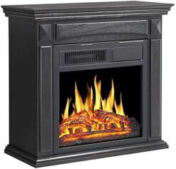R.W.FLAME Electric Fireplace Mantel Wooden Surround Firebox, Freestanding Fireplace, Home Space Heather, Adjustable Led Flame, Remote Control,750W/1500W,Pearl White -Solo Stoves Shop 51uLzdtr KL. AC