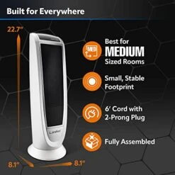 Lasko Oscillating Digital Ceramic Tower Heater For Home With Overheat Protection, Timer And Remote Control, 22.75 Inches, 1500W, White, 5165, Medium -Solo Stoves Shop 51vSlGRpO9L