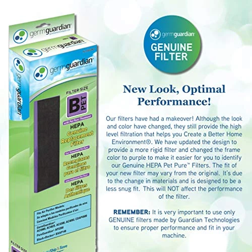 Germ Guardian Filter B Pet Pure HEPA Genuine Air Purifier Replacement Filter, Removes 99.97% Of Pollutants For AC4825, AC4850, AC4870, CDAP4500, AC4900, AC4300, AP2200, Black/Purple, FLT4850PT 3 Germ Guardian Filter B Pet Pure HEPA Genuine Air Purifier Replacement Filter, Removes 99.97% Of Pollutants For AC4825, AC4850, AC4870, CDAP4500, AC4900, AC4300, AP2200, Black/Purple, FLT4850PT - Image 3
