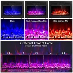 Giantex Wall Fireplace Electric With Remote Control, 28.5" Electric Fireplace Insert Recessed Mounted With 3 Color Adjustable Flames, 2 Modes Heat, 8 H Timer, 5 Brightness Settings, 750/1500W Heater 10 Giantex Wall Fireplace Electric With Remote Control, 28.5" Electric Fireplace Insert Recessed Mounted With 3 Color Adjustable Flames, 2 Modes Heat, 8 H Timer, 5 Brightness Settings, 750/1500W Heater -Solo Stoves Shop 51wGNH88wEL