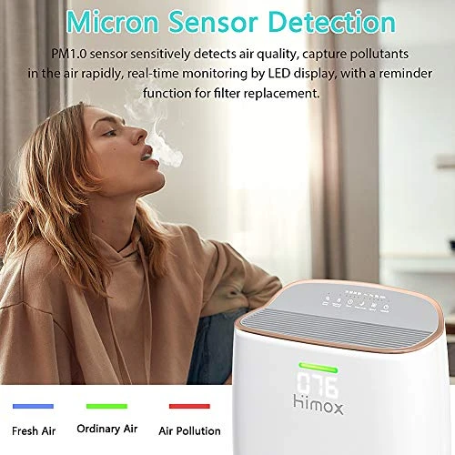 HIMOX Air Purifiers For Home Large Room Covers 1200 Ft² H13 Ture HEPA Filter For Allergies Pets Bedroom With PM 1.0 Digital Display, Remove 99.97% Of Pollen Mold Smoke Dust Odor To 0.1micron 20db, H04 3 HIMOX Air Purifiers For Home Large Room Covers 1200 Ft² H13 Ture HEPA Filter For Allergies Pets Bedroom With PM 1.0 Digital Display, Remove 99.97% Of Pollen Mold Smoke Dust Odor To 0.1micron 20db, H04 - Image 3