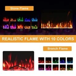 60" Electric Fireplace, Cool To The Touch Fireplace Heater, Recessed And Wall Mounted Fireplaces With Timer Remote Control Adjustable Flame Color, Black -Solo Stoves Shop 51xIiCFVSYL