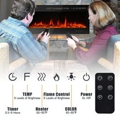 CharaVector Electric Fireplaces-60 Inch-Recessed And Wall Mounted Fireplace- Insert Heater LED Fire Place-Remote Control & Touch Screen -Solo Stoves Shop 51xMn421J1L