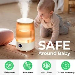 Homvana Small Humidifiers For Baby Bedroom Home, Cool Mist Top-Fill 3L 32H, Quiet 23dB (SilentSpray Tech), Kids Humidifier, Essential Oil Diffuser For Office, Plants, Nursery, BPA FREE, 7 Colors Light 8 Homvana Small Humidifiers For Baby Bedroom Home, Cool Mist Top-Fill 3L 32H, Quiet 23dB (SilentSpray Tech), Kids Humidifier, Essential Oil Diffuser For Office, Plants, Nursery, BPA FREE, 7 Colors Light -Solo Stoves Shop 51zlvBoQvJL