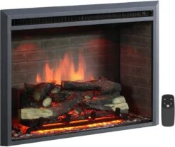 PuraFlame Western Electric Fireplace Insert With Fire Crackling Sound, Remote Control, 750/1500W, Black, 33 1/16 Inches Wide, 25 9/16 Inches High -Solo Stoves Shop 61GpEE5DwhL. AC