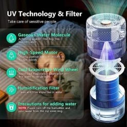 Lamon Humidifiers For Bedroom, 400ml/H Rapid Humidifier And Air Purifier With UV & Filter For Large Room, Cool Evaporative Quiet Sleep Mode, Top Fill Essential Oil Diffuser For Home, Plants(4.5L/1.2G)